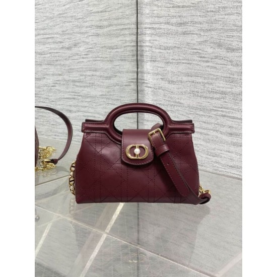 Super Clone Replica Dior Jolie Top Handle Mini Chain Handbag in Burgundy Top Replica Dior Jolie Top Handle Mini Chain Handbag in Burgundy