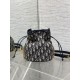 Top Replica Dior 30 Montaigne Mini Dior Oblique Jacquard Drawstring Bucket Bag in Blue