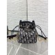 Top Replica Dior 30 Montaigne Mini Dior Oblique Jacquard Drawstring Bucket Bag in Blue