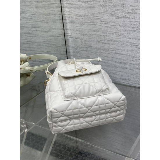 Top Replica Dior Small Dior Caro Latte Macrocannage Bucket Bag in White