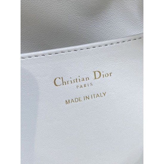 Top Replica Dior Small Dior Caro Latte Macrocannage Bucket Bag in White