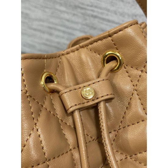 Top Replica Dior Small Dior Caro Latte Macrocannage Bucket Bag in Brown