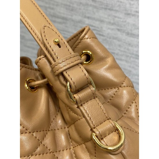Top Replica Dior Small Dior Caro Latte Macrocannage Bucket Bag in Brown