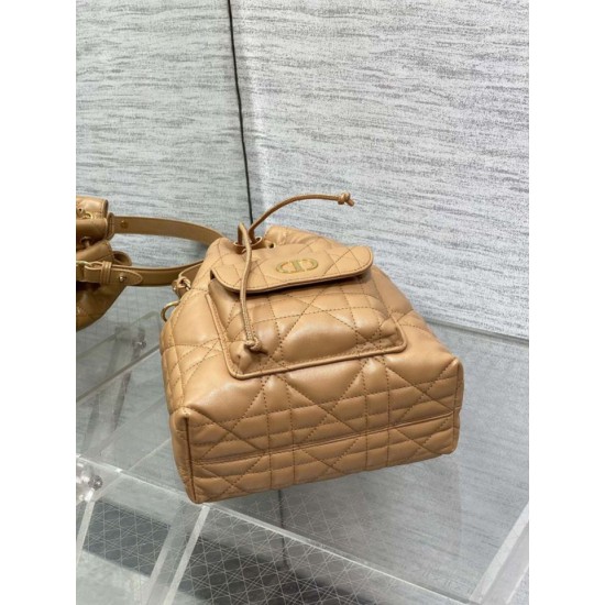 Top Replica Dior Small Dior Caro Latte Macrocannage Bucket Bag in Brown