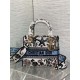 Super Clone Replica Dior Medium Lady D-Lite Bag with Constellation embroidery in Blue/White Top Replica Dior Medium Lady D-Lite Bag with Constellation embroidery in Blue/White