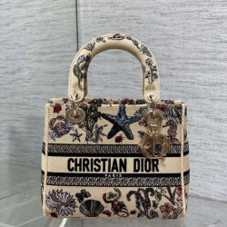 Super Clone Replica Dior Medium Lady D-Lite Canvas Embroidered Cabinet De Curiosites Bag in Beige Top Replica Dior Medium Lady D-Lite Canvas Embroidered Cabinet De Curiosites Bag in Beige
