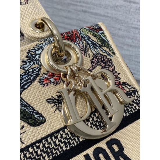 Super Clone Replica Dior Medium Lady D-Lite Canvas Embroidered Cabinet De Curiosites Bag in Beige Top Replica Dior Medium Lady D-Lite Canvas Embroidered Cabinet De Curiosites Bag in Beige