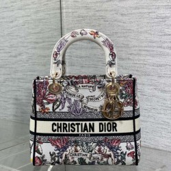 Top Replica Dior Medium Lady D-Lite Bag with Multicolored Floral Embroidery
