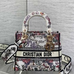 Top Replica Dior Medium Lady D-Lite Bag with Multicolored Floral Embroidery