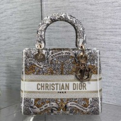 Top Replica Christian Dior Medium Lady D-Lite Bag with Embroidered Milk Motif