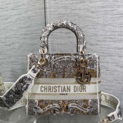 Top Replica Christian Dior Medium Lady D-Lite Bag with Embroidered Milk Motif