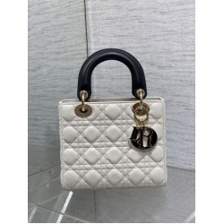 Top Replica Dior Lady Dior My ABCDior Small Top-Handle Bag, Black/White