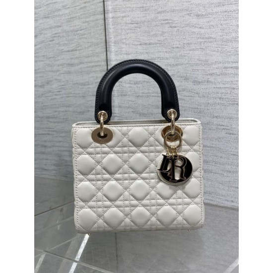 Top Replica Dior Lady Dior My ABCDior Small Top-Handle Bag, Black/White