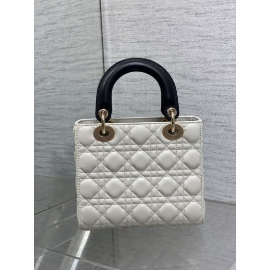 Top Replica Dior Lady Dior My ABCDior Small Top-Handle Bag, Black/White