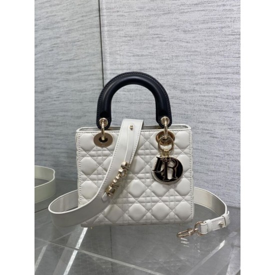 Top Replica Dior Lady Dior My ABCDior Small Top-Handle Bag, Black/White