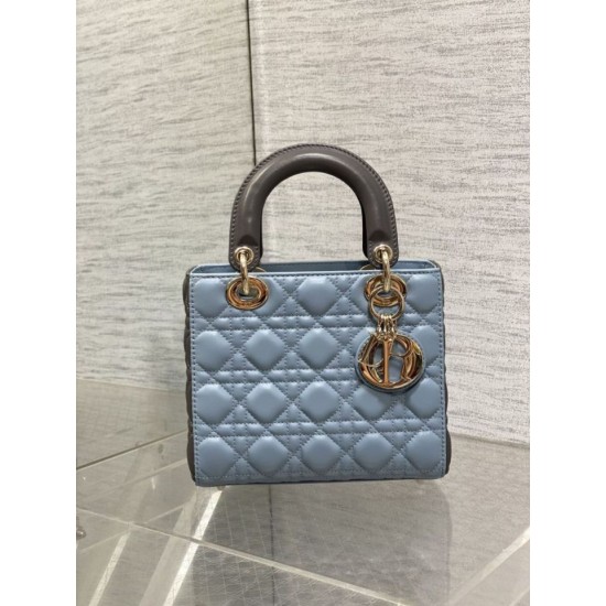 Top Replica Dior Lady Dior My ABCDior Small Top-Handle Bag, Blue/Gray