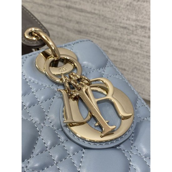 Top Replica Dior Lady Dior My ABCDior Small Top-Handle Bag, Blue/Gray