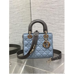 Top Replica Dior Lady Dior My ABCDior Small Top-Handle Bag, Blue/Gray
