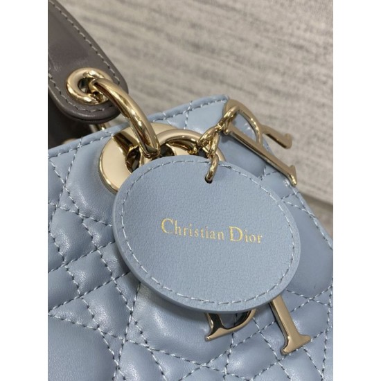 Top Replica Dior Lady Dior My ABCDior Small Top-Handle Bag, Blue/Gray