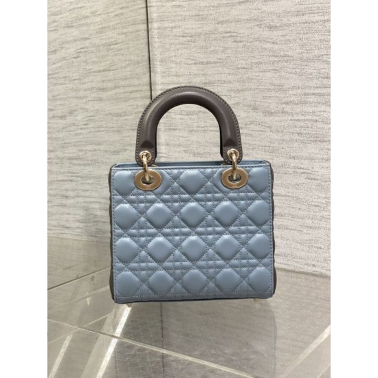 Top Replica Dior Lady Dior My ABCDior Small Top-Handle Bag, Blue/Gray