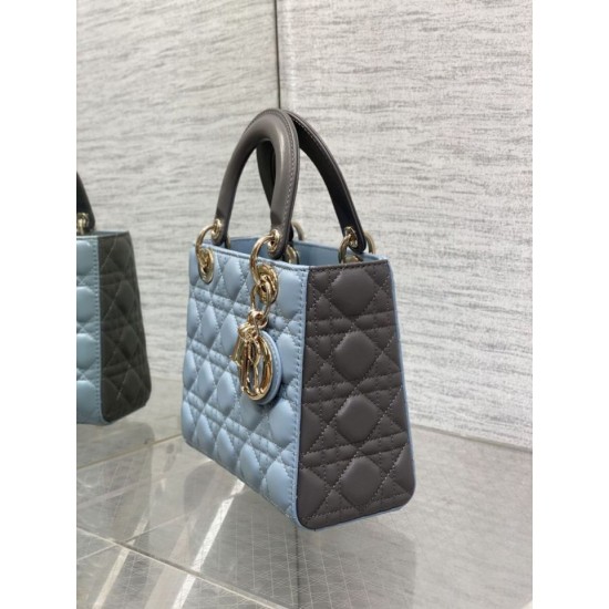 Top Replica Dior Lady Dior My ABCDior Small Top-Handle Bag, Blue/Gray