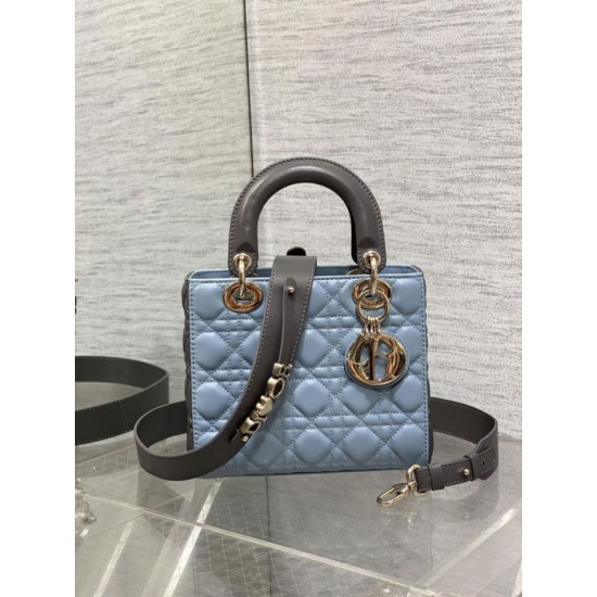 Top Replica Dior Lady Dior My ABCDior Small Top-Handle Bag, Blue/Gray