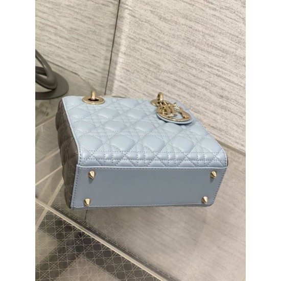 Top Replica Dior Lady Dior My ABCDior Small Top-Handle Bag, Blue/Gray