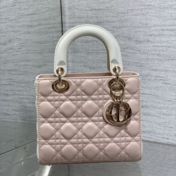 Top Replica Dior Lady Dior My ABCDior Small Top-Handle Bag in Pink/White