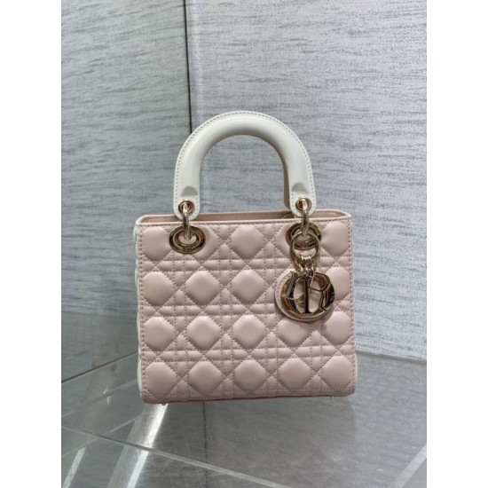 Top Replica Dior Lady Dior My ABCDior Small Top-Handle Bag in Pink/White