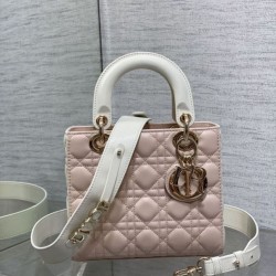 Top Replica Dior Lady Dior My ABCDior Small Top-Handle Bag in Pink/White