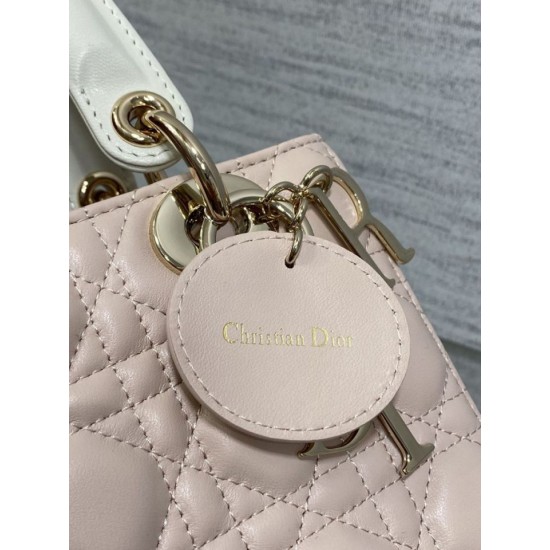 Top Replica Dior Lady Dior My ABCDior Small Top-Handle Bag in Pink/White