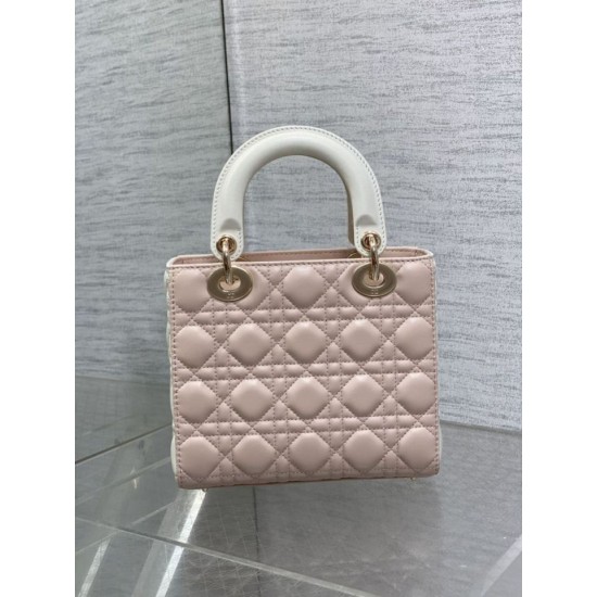 Top Replica Dior Lady Dior My ABCDior Small Top-Handle Bag in Pink/White
