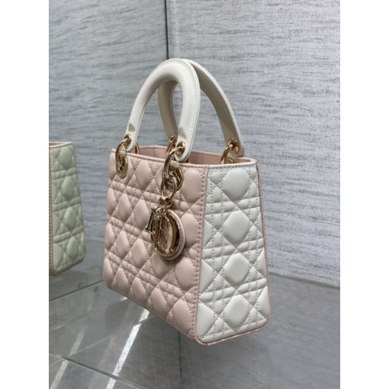 Top Replica Dior Lady Dior My ABCDior Small Top-Handle Bag in Pink/White