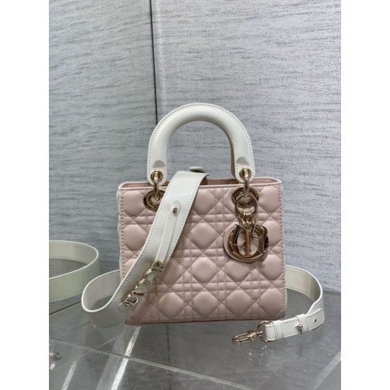 Top Replica Dior Lady Dior My ABCDior Small Top-Handle Bag in Pink/White
