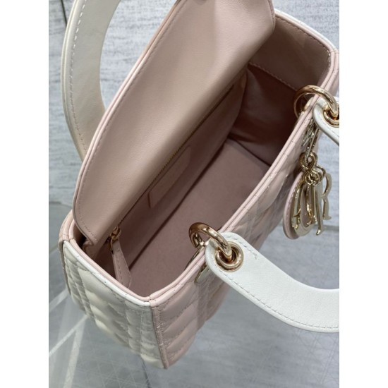 Top Replica Dior Lady Dior My ABCDior Small Top-Handle Bag in Pink/White