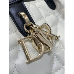 Top Replica Dior Toujours Medium Macrocannage Bag, White/Black