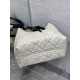 Top Replica Dior Toujours Medium Macrocannage Bag, White/Black