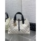 Top Replica Dior Toujours Medium Macrocannage Bag, White/Black