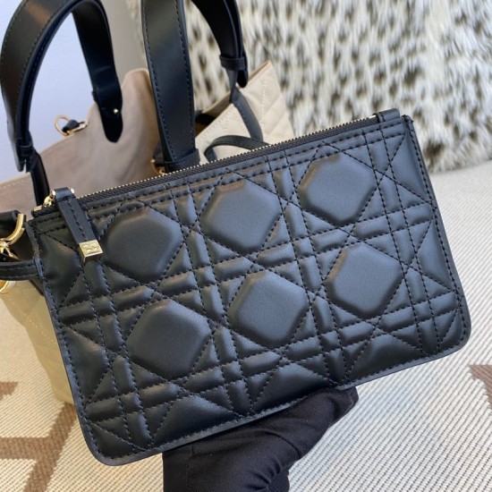 Top Replica Dior Toujours Medium Macrocannage Bag, Light Blue/Black