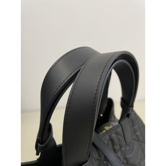 Super Clone Replica Dior Toujours Mini Tote Bag in Black Macrocannage Top Replica Dior Toujours Mini Tote Bag in Black Macrocannage