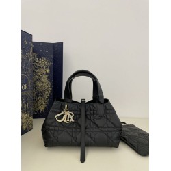 Top Replica Dior Toujours Mini Tote Bag in Black Macrocannage