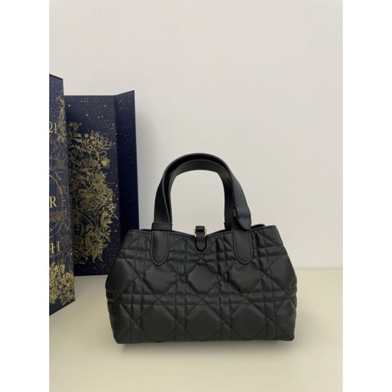 Super Clone Replica Dior Toujours Mini Tote Bag in Black Macrocannage Top Replica Dior Toujours Mini Tote Bag in Black Macrocannage