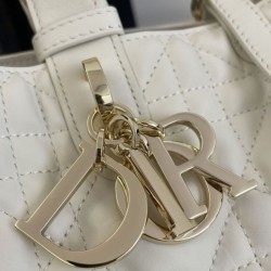 Top Replica Dior Toujours Mini Tote Bag in White Macrocannage