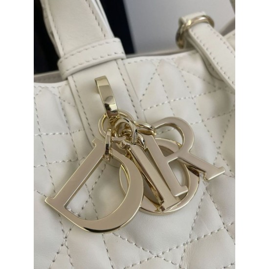 Super Clone Replica Dior Toujours Mini Tote Bag in White Macrocannage Top Replica Dior Toujours Mini Tote Bag in White Macrocannage