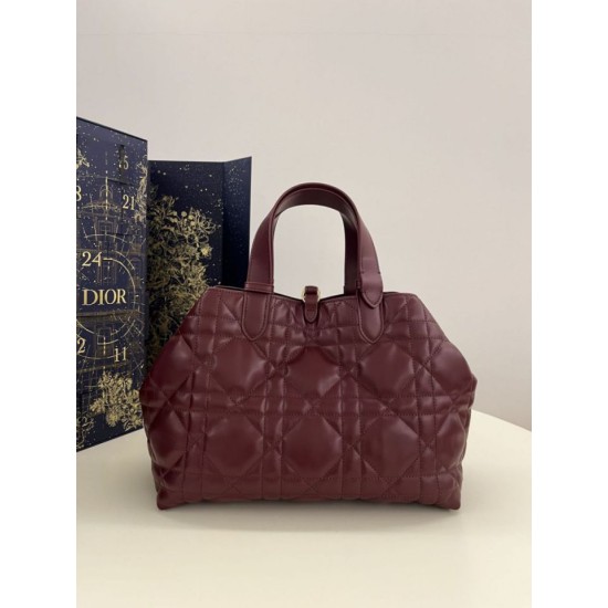 Top Replica Dior Toujours Medium Bag in Burgundy Macrocannage