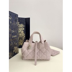 Top Replica Dior Toujours Mini Tote Bag in Pink Macrocannage