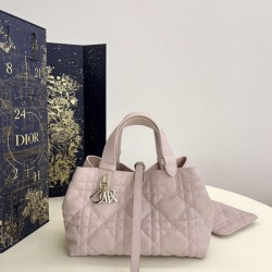 Top Replica Dior Toujours Mini Tote Bag in Pink Macrocannage