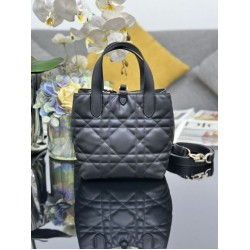 Top Replica Dior Toujours Small Vertical Tote Bag with Lucky Charm, Black