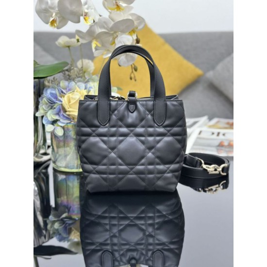 Top Replica Dior Toujours Small Vertical Tote Bag with Lucky Charm, Black