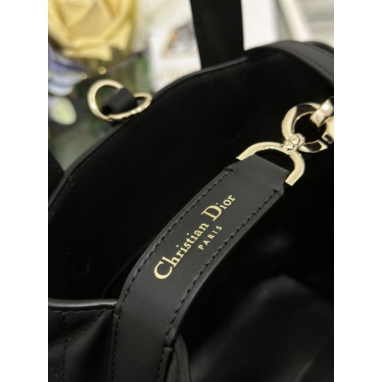 Top Replica Dior Toujours Small Vertical Tote Bag with Lucky Charm, Black